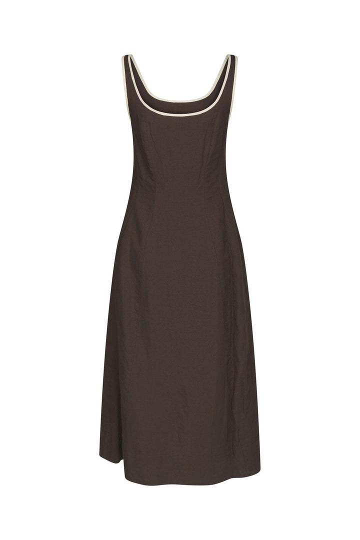 Neo Noir - Safinan Linen Contrast Dress 168961 - 676 - Dark Brown