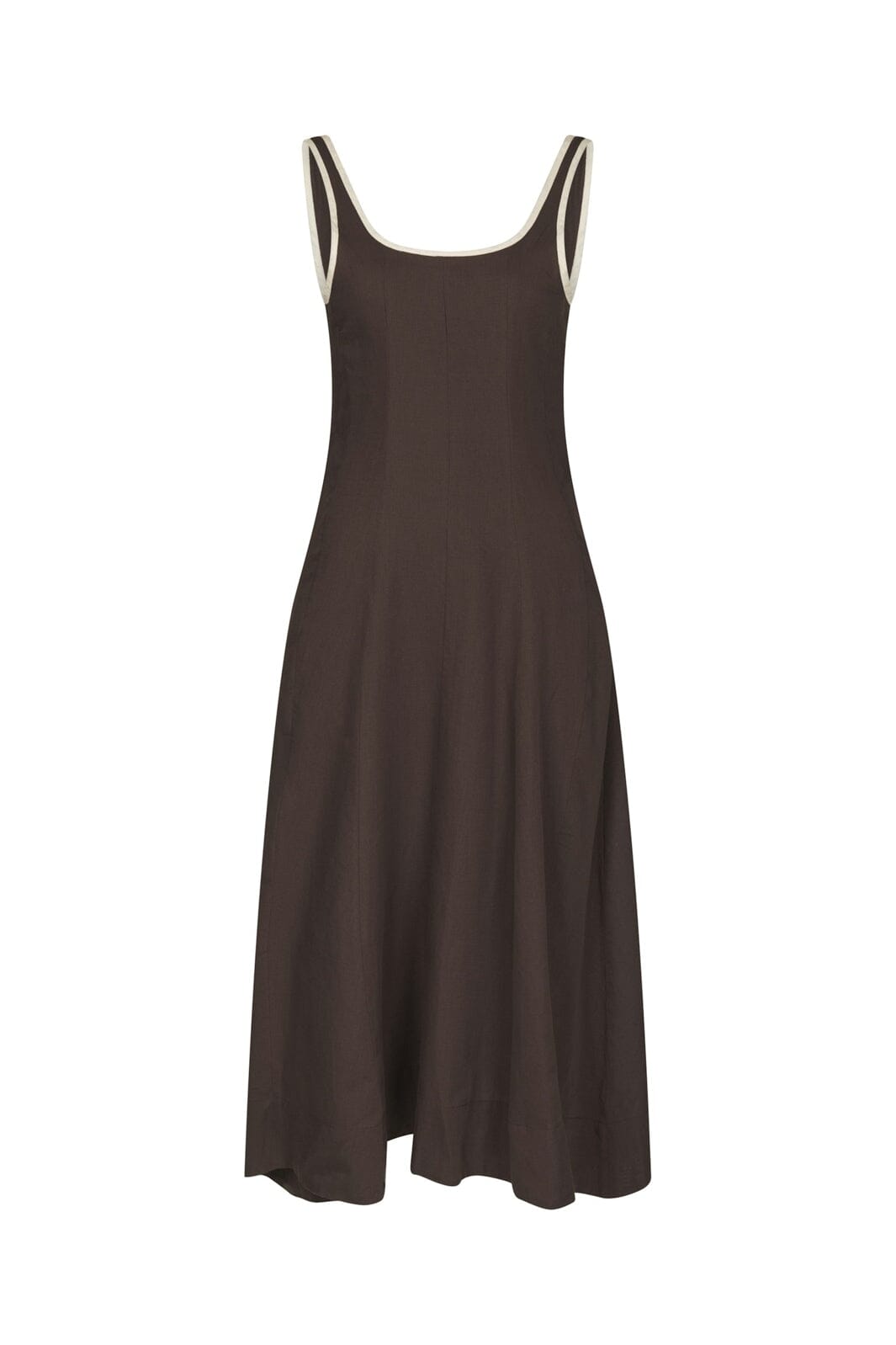 Neo Noir - Safinan Linen Contrast Dress 168961 - 676 - Dark Brown