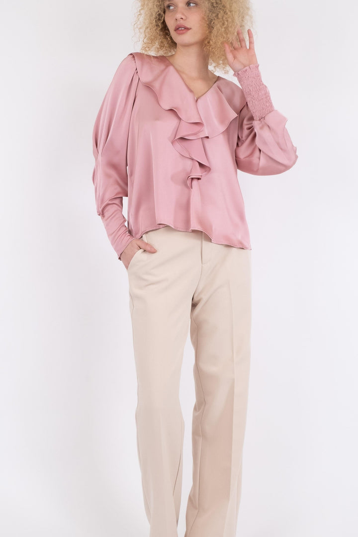 Neo Noir - Sandie Sateen Blouse - Light Pink