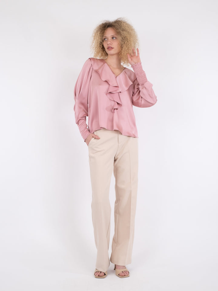 Neo Noir - Sandie Sateen Blouse - Light Pink