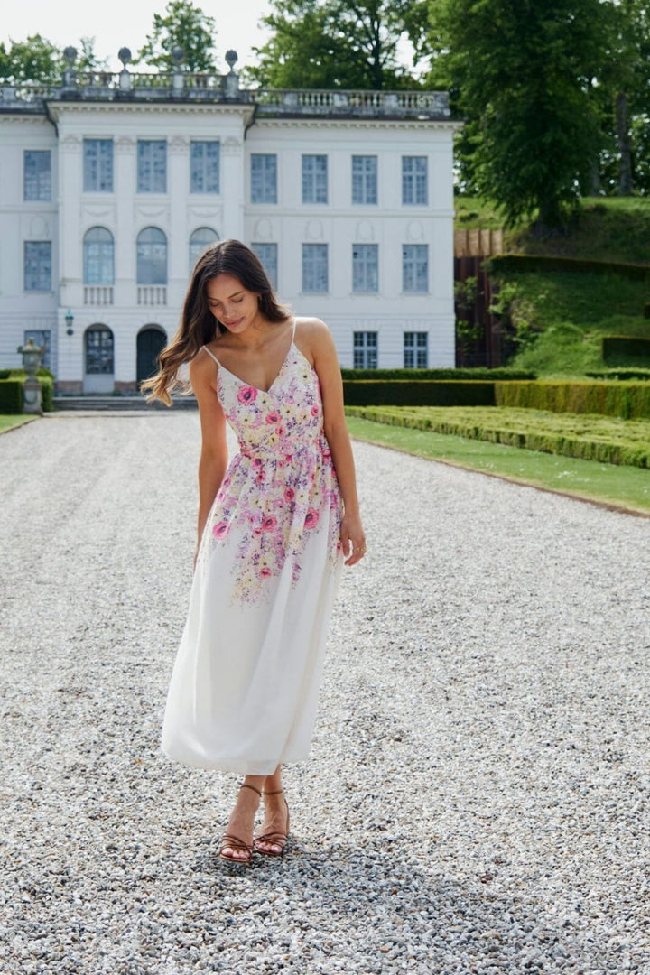 Neo Noir - Sanni Flower Print Dress 166178 - 124 - Ivory Kjoler 