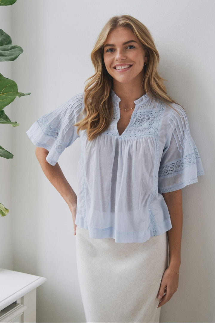 Neo Noir - Siama S Voile Blouse 164703 - 145 - Light Blue Bluser 