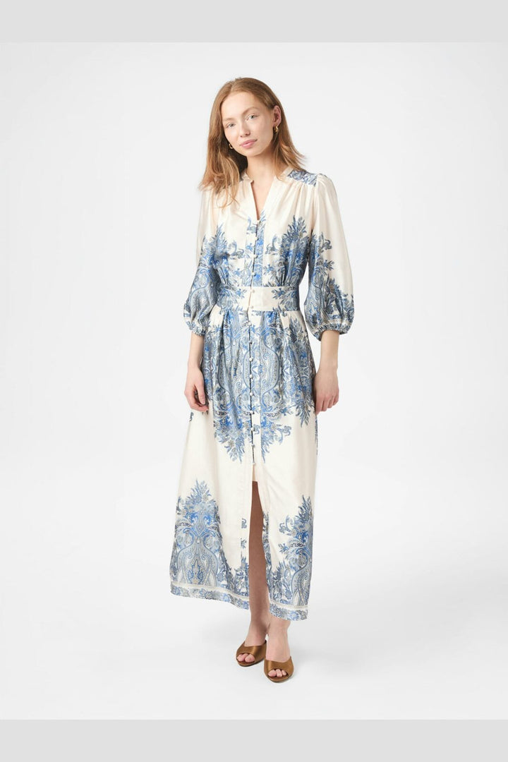 Neo Noir - Stellar Paisley Border Dress 166359 - 348 - Ash Blue