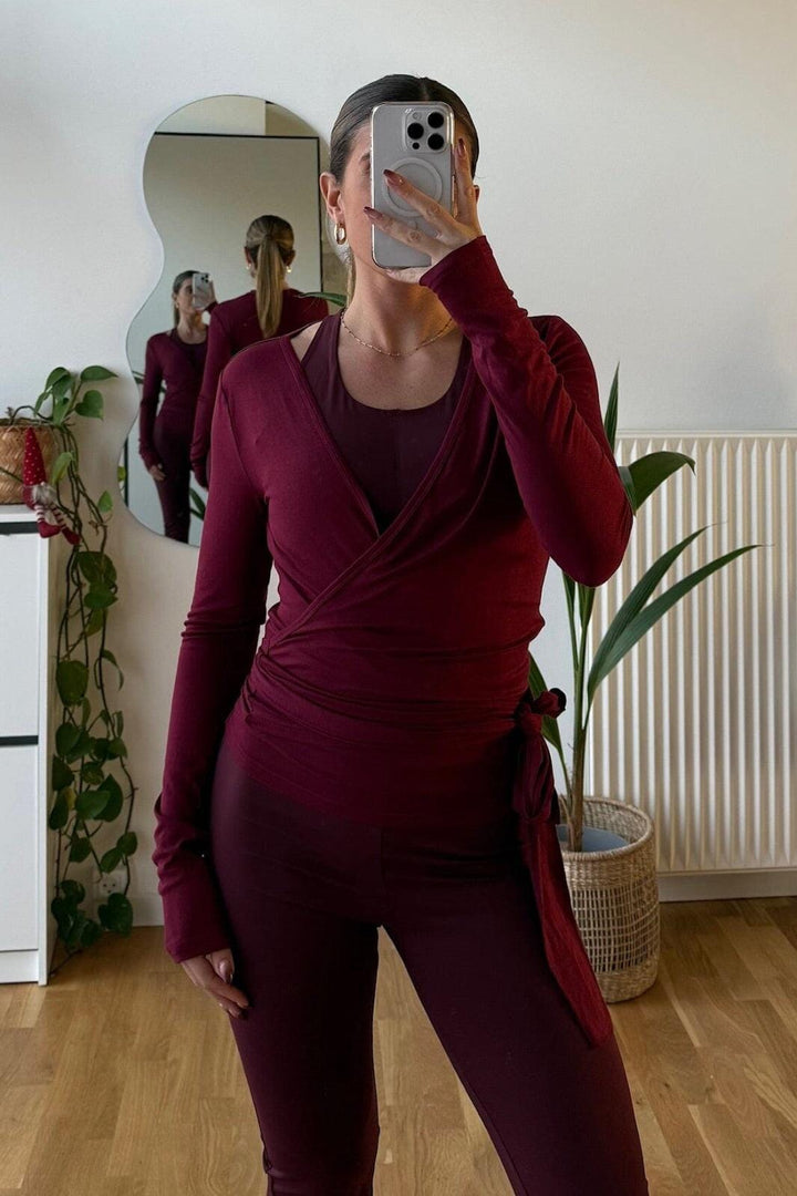Neo Noir x Molly&My - Nia Jersey Wrap Blouse 165501 - 162 - Bordeaux Bluser 