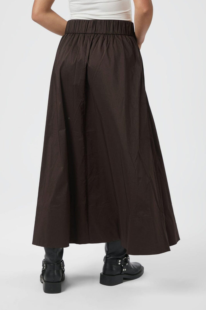 Neo Noir - Yara Long Poplin Skirt 163076 - 584 - Chocolate Brown