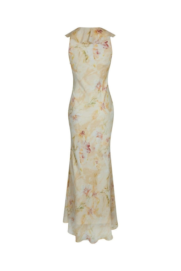 Neo Noir - Zella Chiffon Print Dress 167616 - 203 - Dusty Yellow