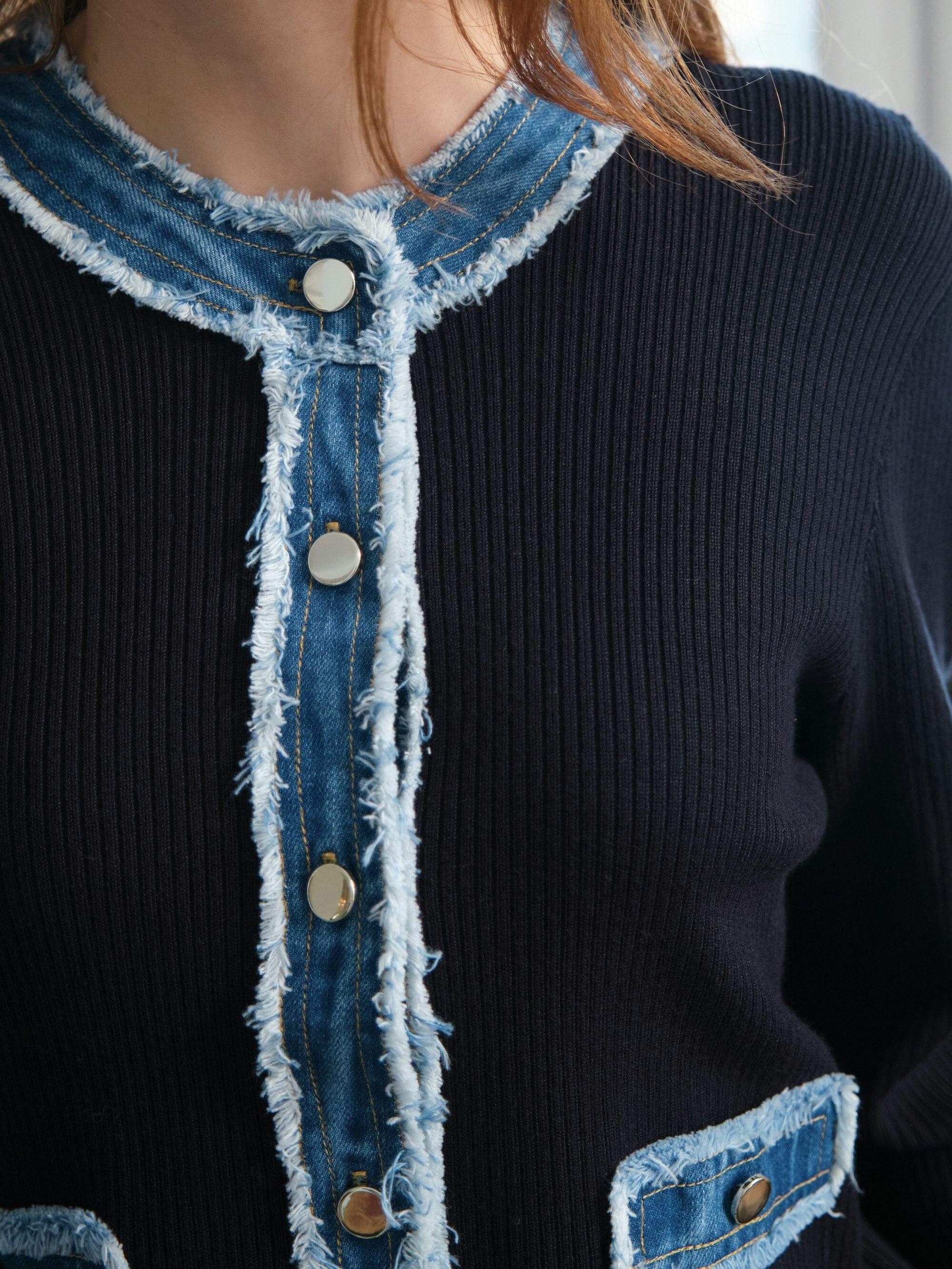 Neo Noir - Zelma Knit Denim Cardigan 167245 - 141 - Navy