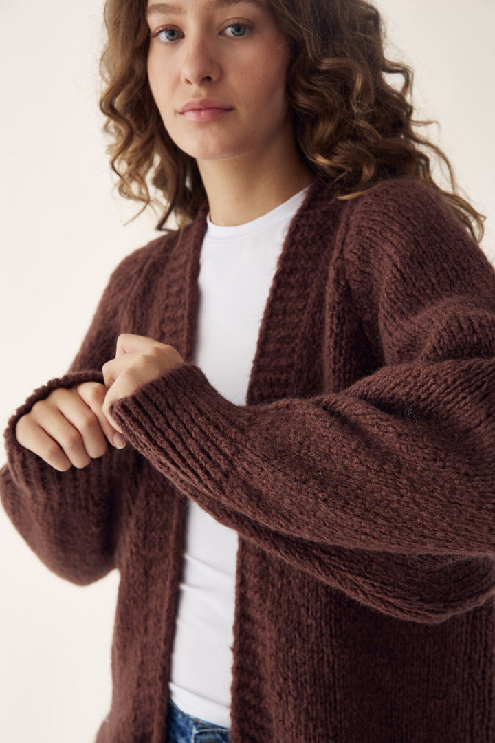 Noella - Fora Knit Cardigan - 548 Dark Brown Cardigans 