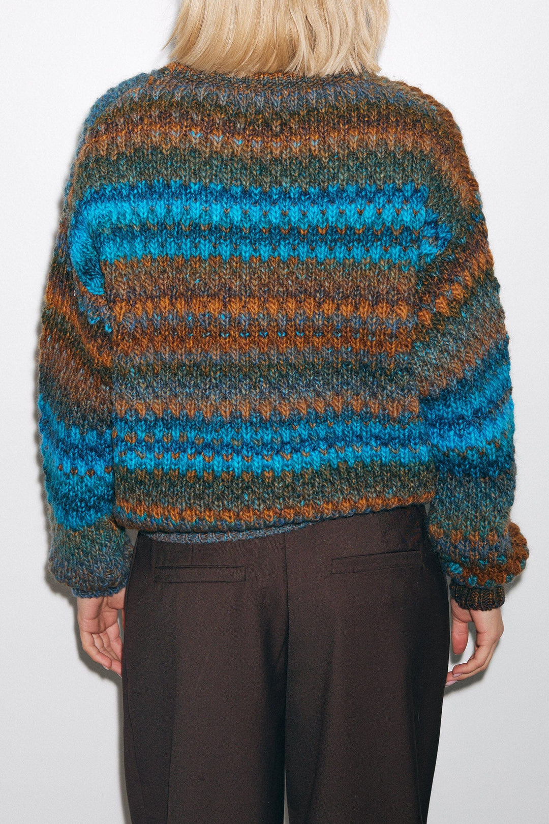 Noella - Gio Knit Sweater 12165005 - 1387 - Turquoise Brown Mix Strikbluser 