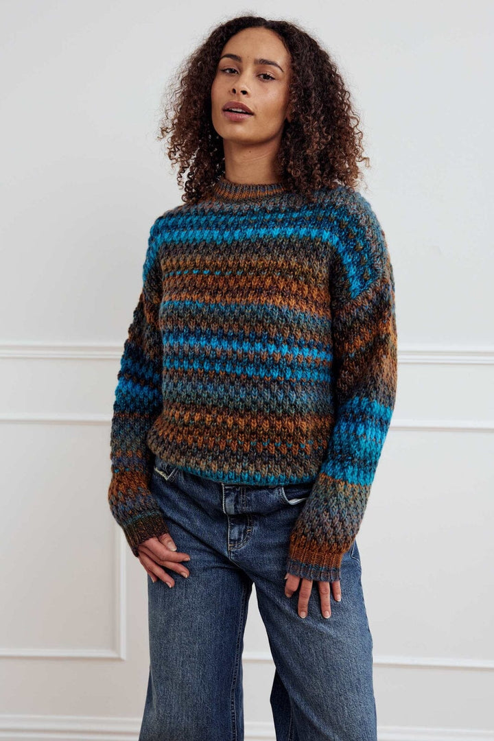 Noella - Gio Knit Sweater 12165005 - 1387 - Turquoise Brown Mix