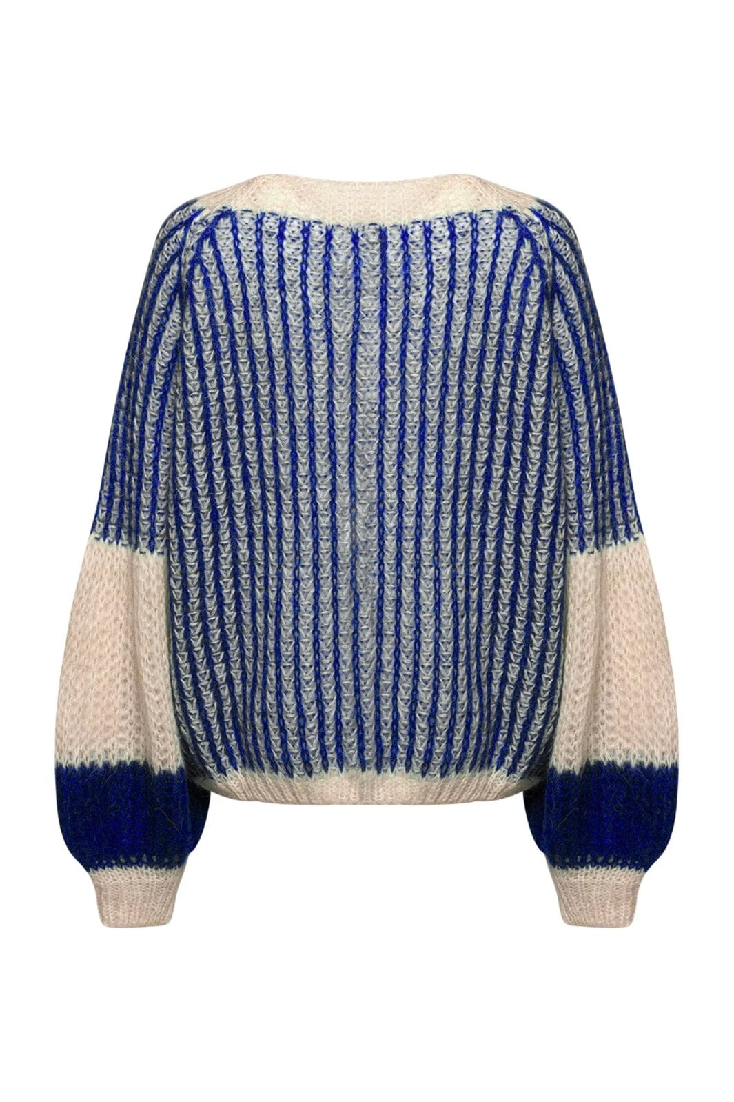 Noella - Liana Knit Sweater - Cream/Cobalt Blue Strikbluser 