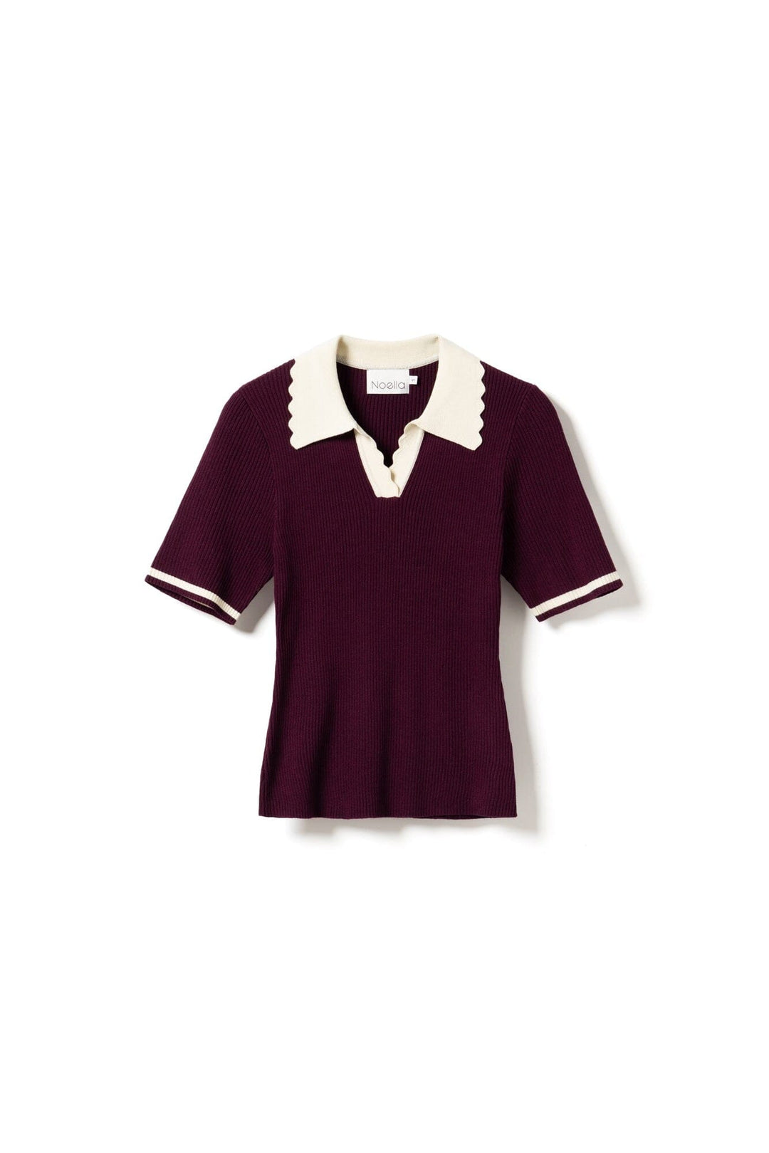 Noella - Lilo Polo Knit 13800002 - 1358 - Wine Sugar Combo Strikbluser 
