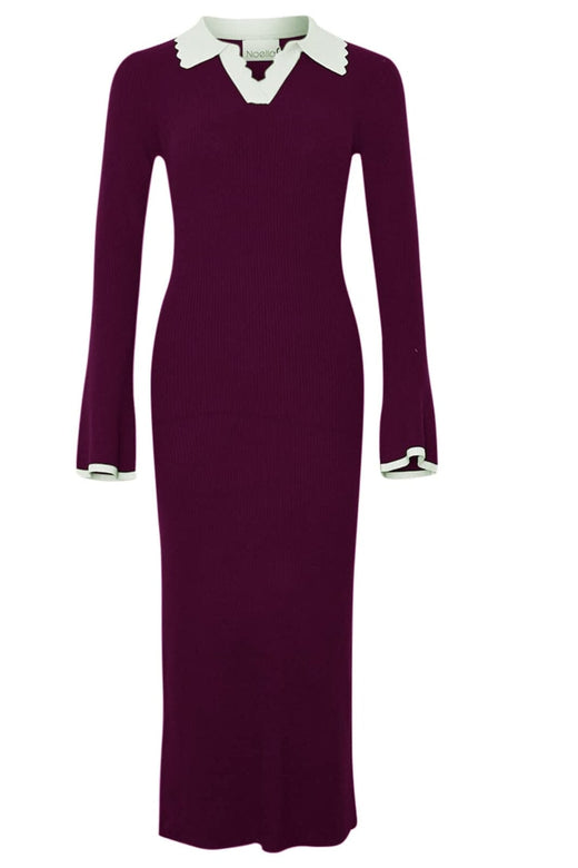 Noella - Livvy Knit Dress 13800003 - 1358 - Wine Sugar Combo Strikbluser 