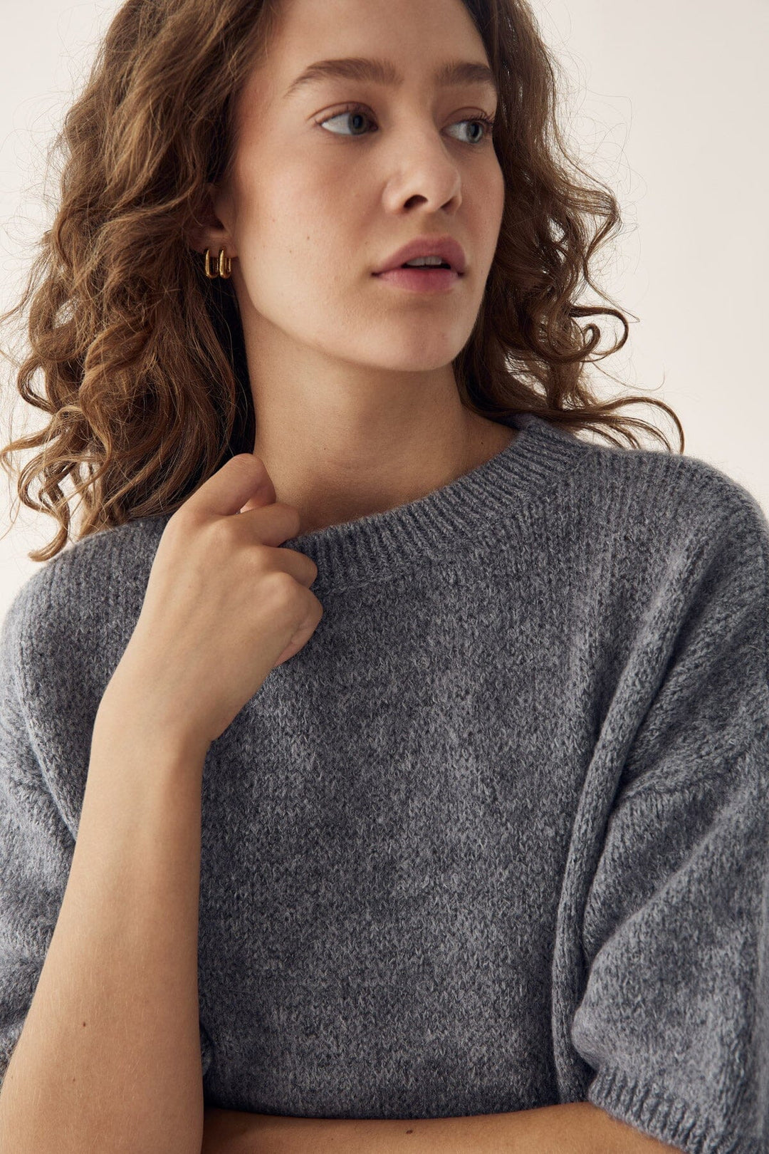 Noella - Mimi Knit Jumper - 218 Grey Strikbluser 