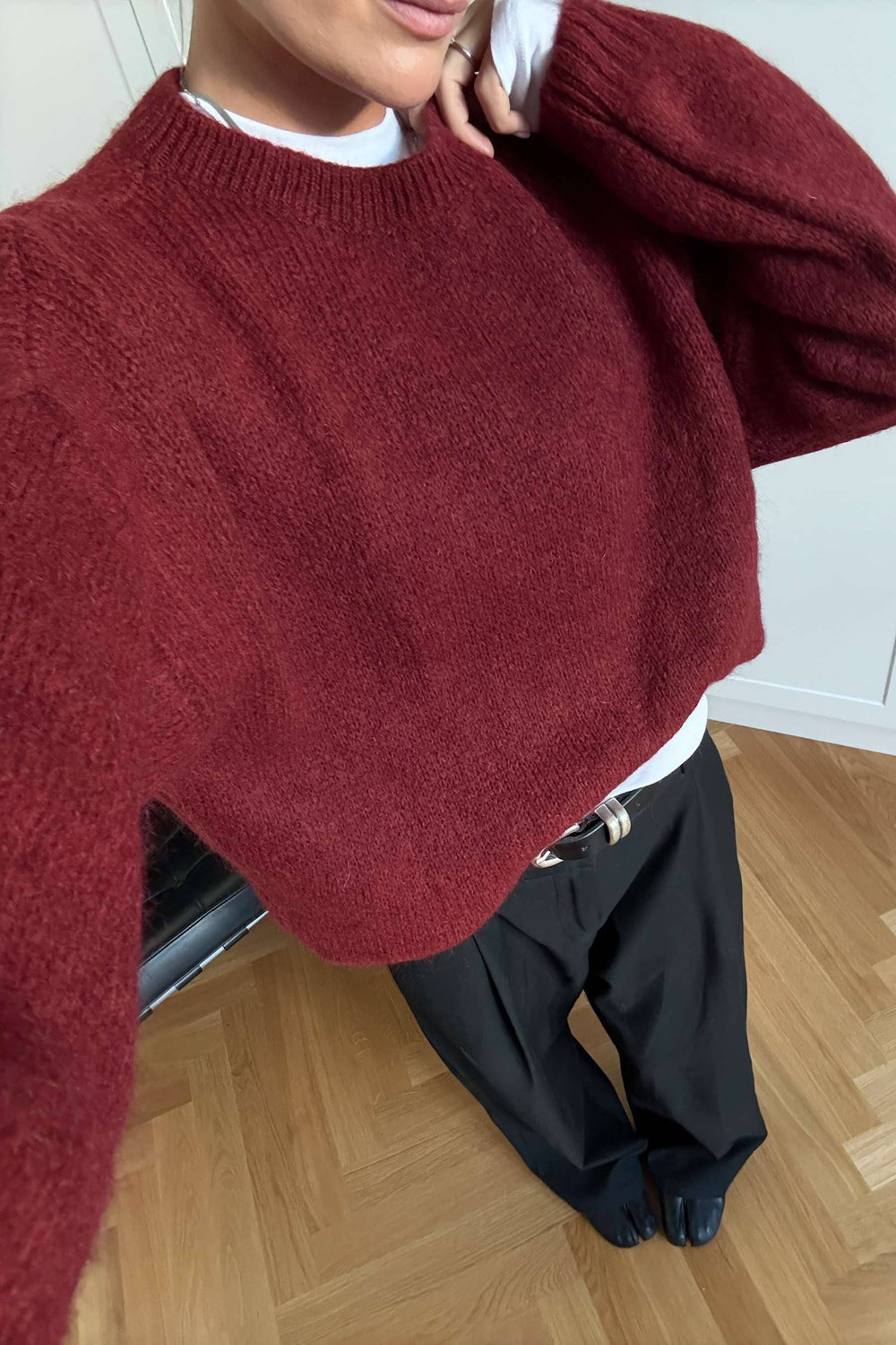 Noella - Mimi Ls Knit 11450002 - 1355 - Dusty Mahogany Strikbluser 