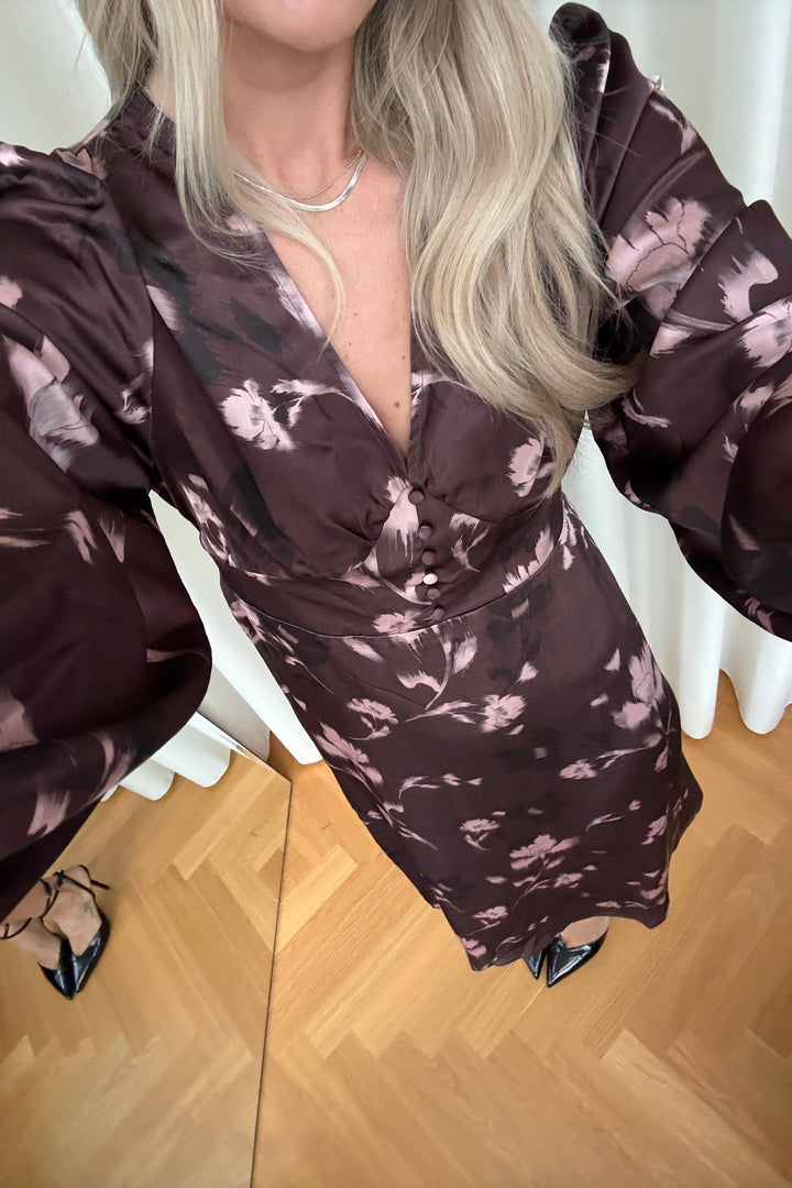 Noella - N-Lilith Dress 15910001 - 1473 - Dena Burgundy Print Kjoler 