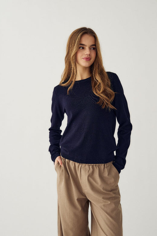 Noella - N-Mardine Knit 16020001 - 007 - Navy Strikbluser 