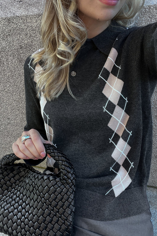 Noella - N-Maxine Knit 15000001 - 1428 - Dasha Grey Check Strikbluser 