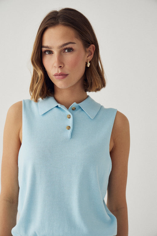 Noella - N-Maxine Sl Knit 14990002 - 975 - Air Blue Strikbluser 