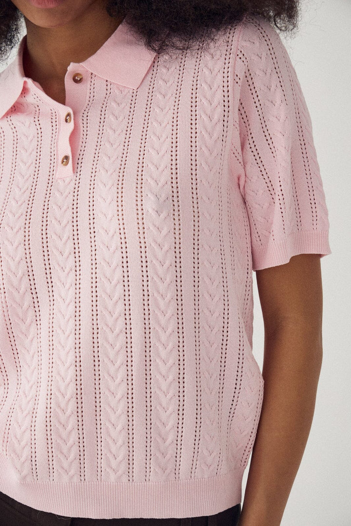 Noella - N-Mecca Knit Polo 15830001 - 1279 - Baby Pink Strikbluser 