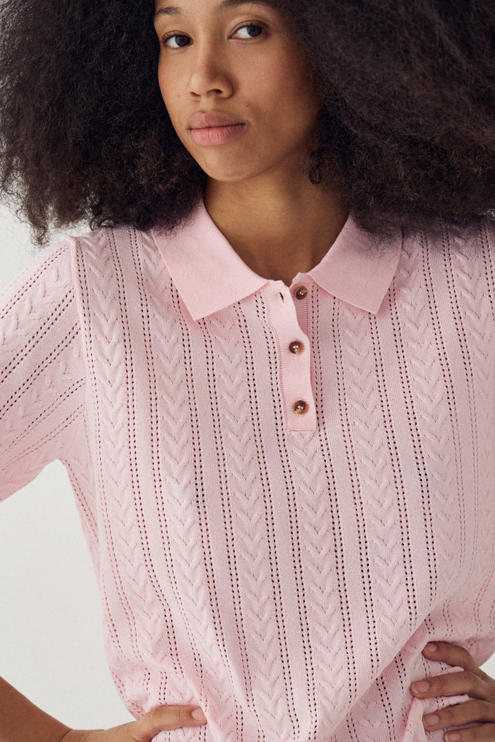 Noella - N-Mecca Knit Polo 15830001 - 1279 - Baby Pink Strikbluser 