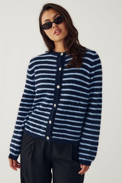 Noella - N-Mertice Knit Cardigan 16570002 - 117 - Blue Stripe Cardigans 