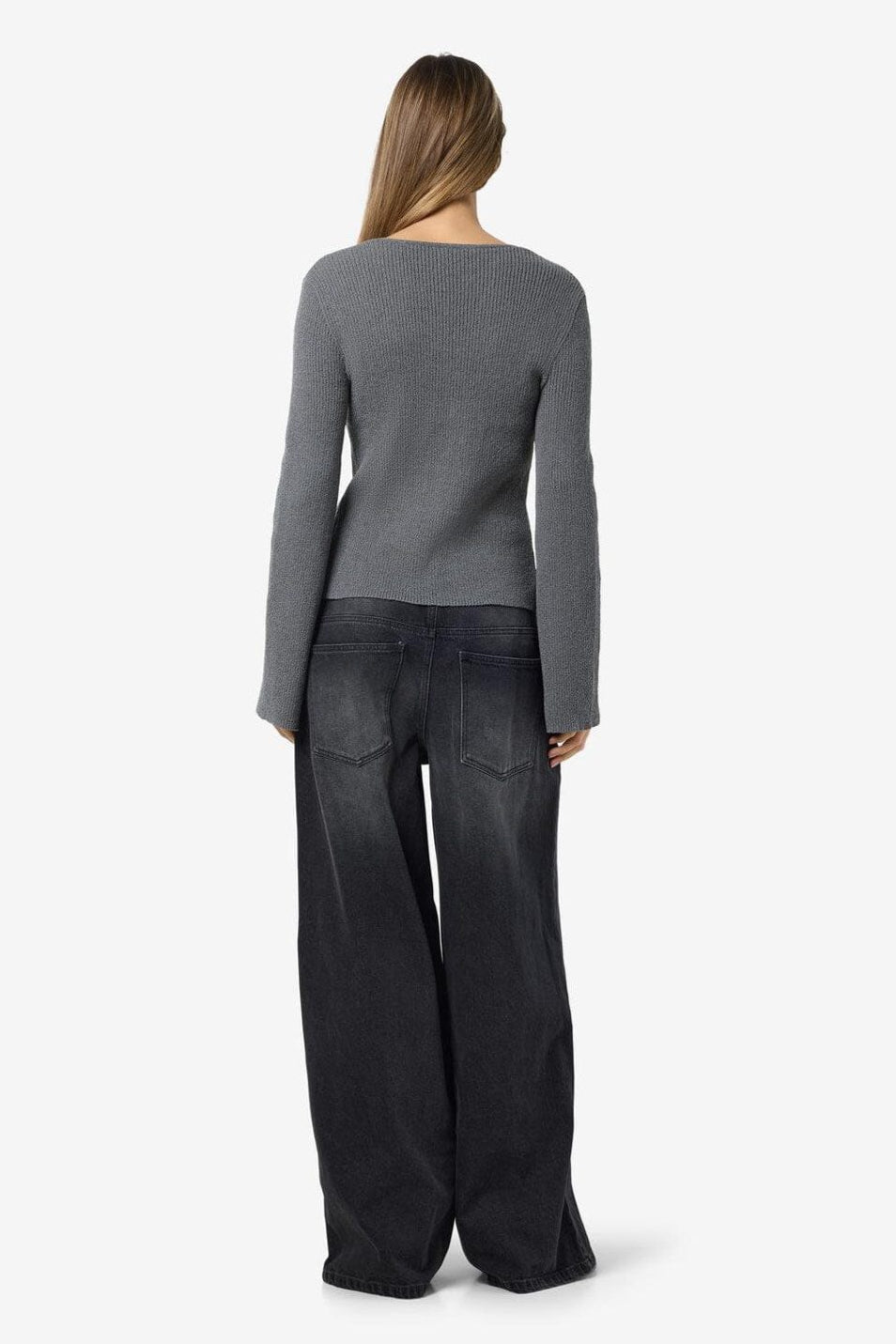 Noisy May - Nmaylin L/S Tie Knit Cardigan Dd - 4803686 Charcoal Gray