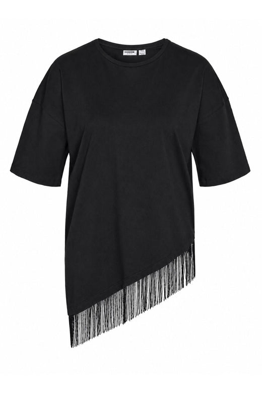 Noisy May - Nmeasy S/S Assymetric Fringe Top - 5253260 Black