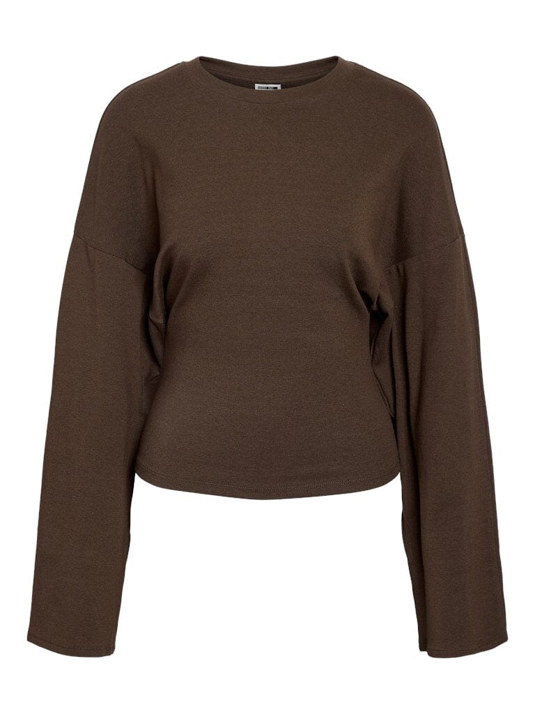 Noisy May - Nmeden L/S Wide Sleeve Top Fwd - 4964839 Chocolate Brown Bluser 