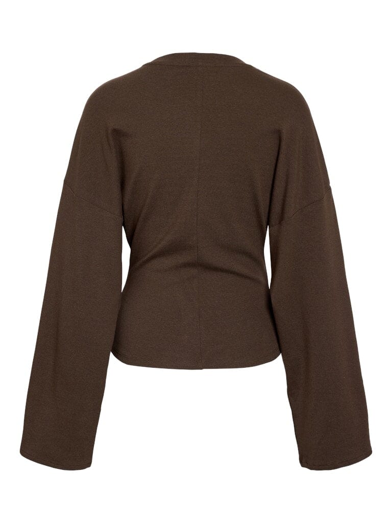 Noisy May - Nmeden L/S Wide Sleeve Top Fwd - 4964839 Chocolate Brown Bluser 