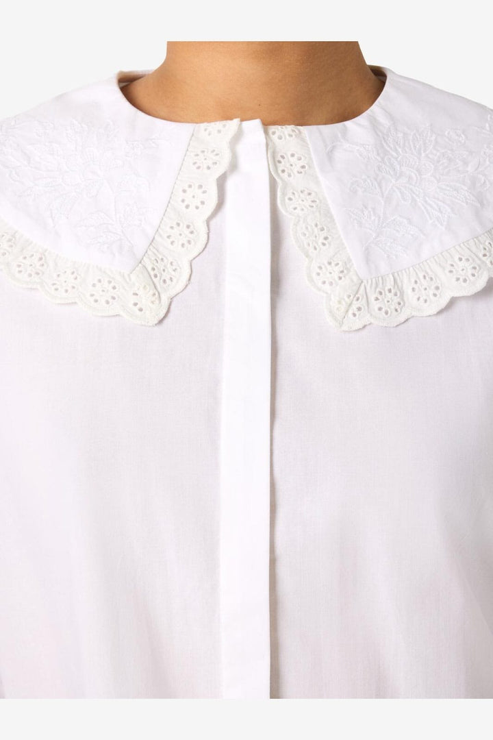 Noisy May - Nmeliza L/S Embr Collar Shirt - 4921981 Bright White