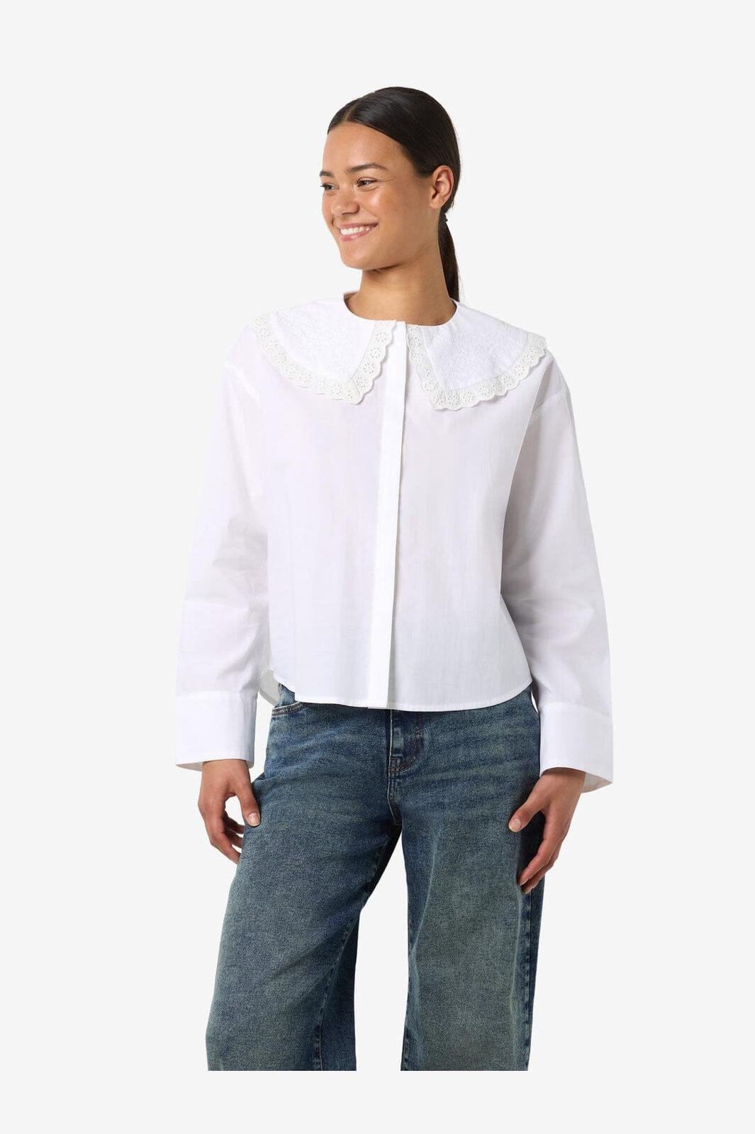 Noisy May - Nmeliza L/S Embr Collar Shirt - 4921981 Bright White