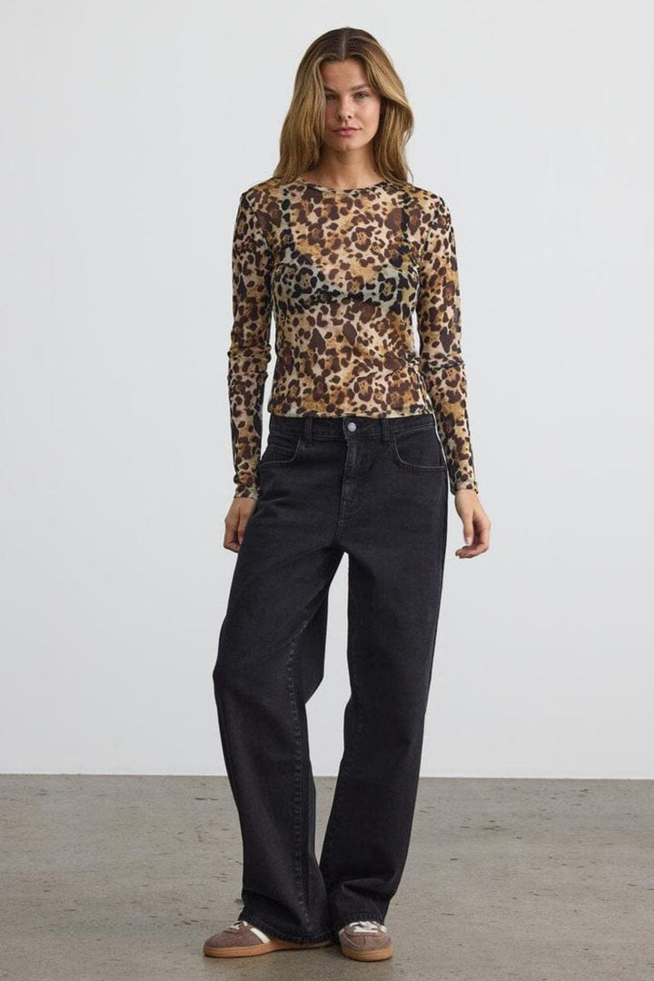 Noisy May - Nmjudith L/S Mesh Top Bg Fwd - 4067990 Black Leo