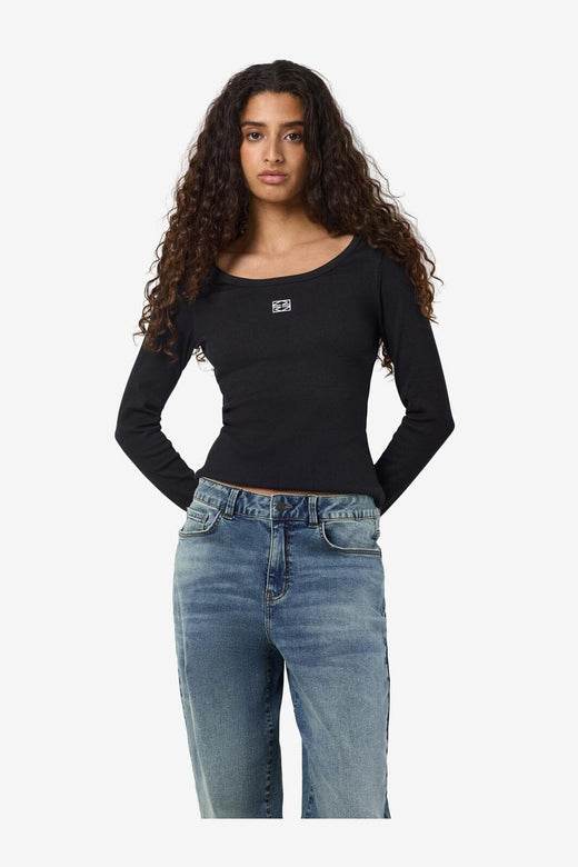 Noisy May - Nmjudy L/S Embr Top - 4863105 Black White Embr