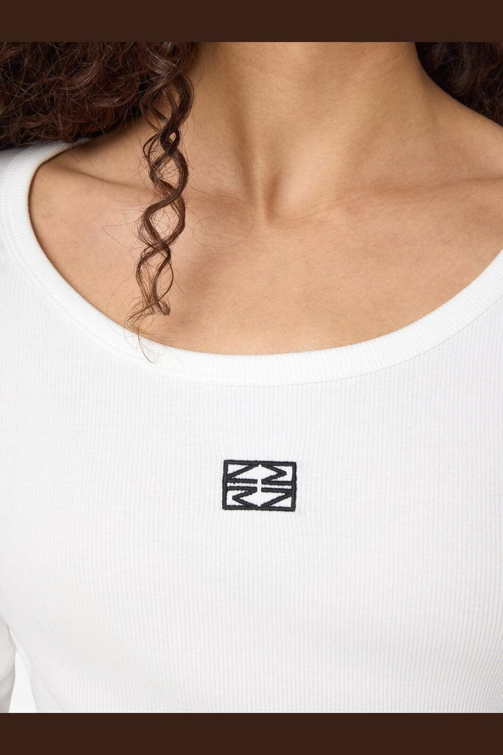 Noisy May - Nmjudy L/S Embr Top - 4863106 Cloud Dancer Black Embr