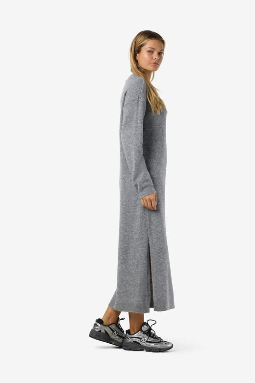 Noisy May - Nmlizette L/S Midi Knit Dress - 5027143 Medium Grey Melange