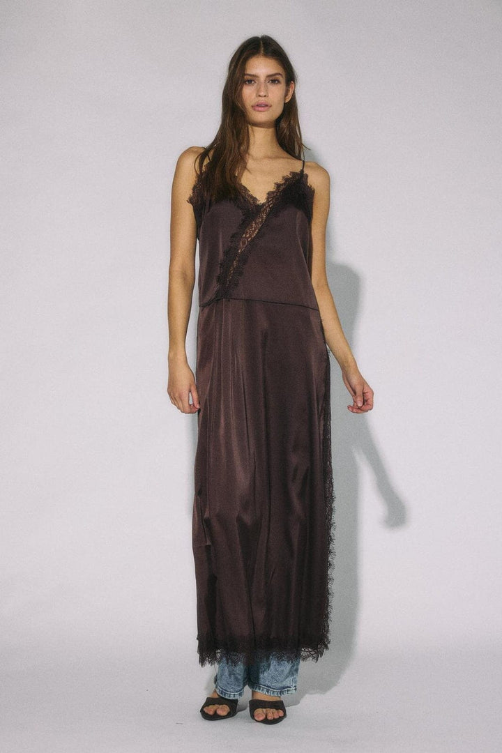 Noisy May - Nmlouise Sl Strap Lace Dress - 5081997 Chocolate Brown