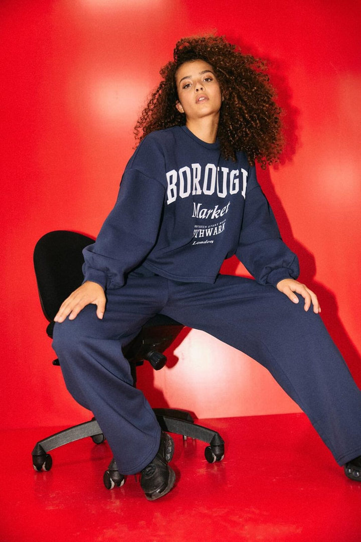 Noisy May - Nmmellie L/S Crew Neck Sweat - 5018979 Navy Blazer Print