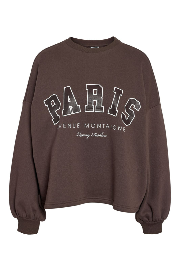 Noisy May - Nmmellie L/S Crew Neck Sweat - 5018980 Chocolate Brown Print