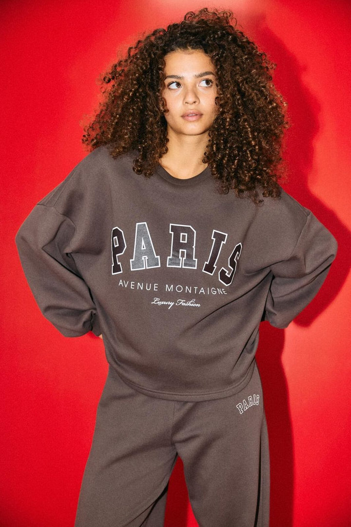 Noisy May - Nmmellie L/S Crew Neck Sweat - 5018980 Chocolate Brown Print