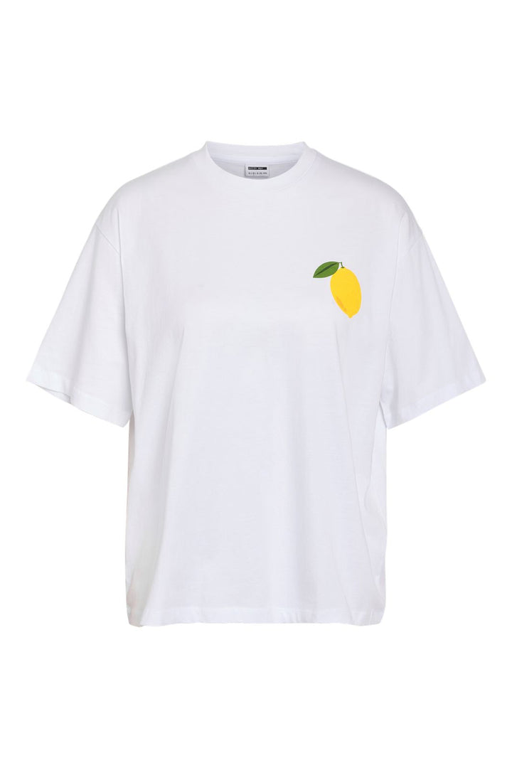 Förbeställning - Noisy May - Nmmillie S/S Lemon T-Shirt - 4881025 Bright White Lemon Bag