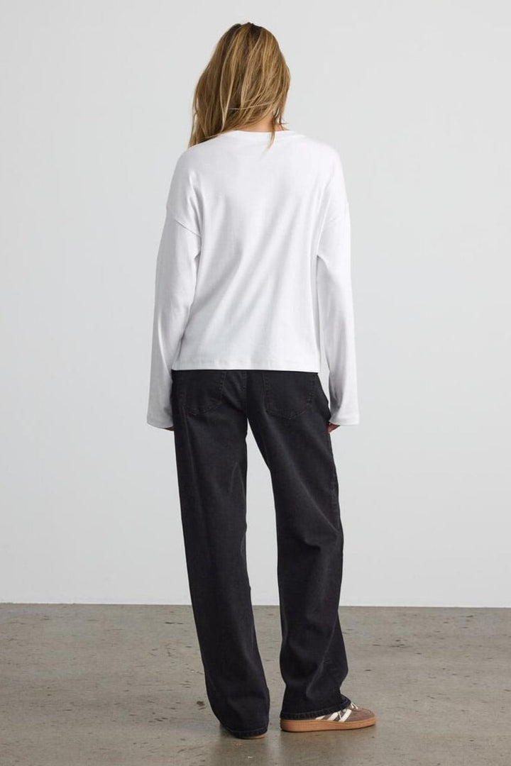 Noisy May - Nmmocca L/S Regular Fit Top Fwd - 4793255 Bright White