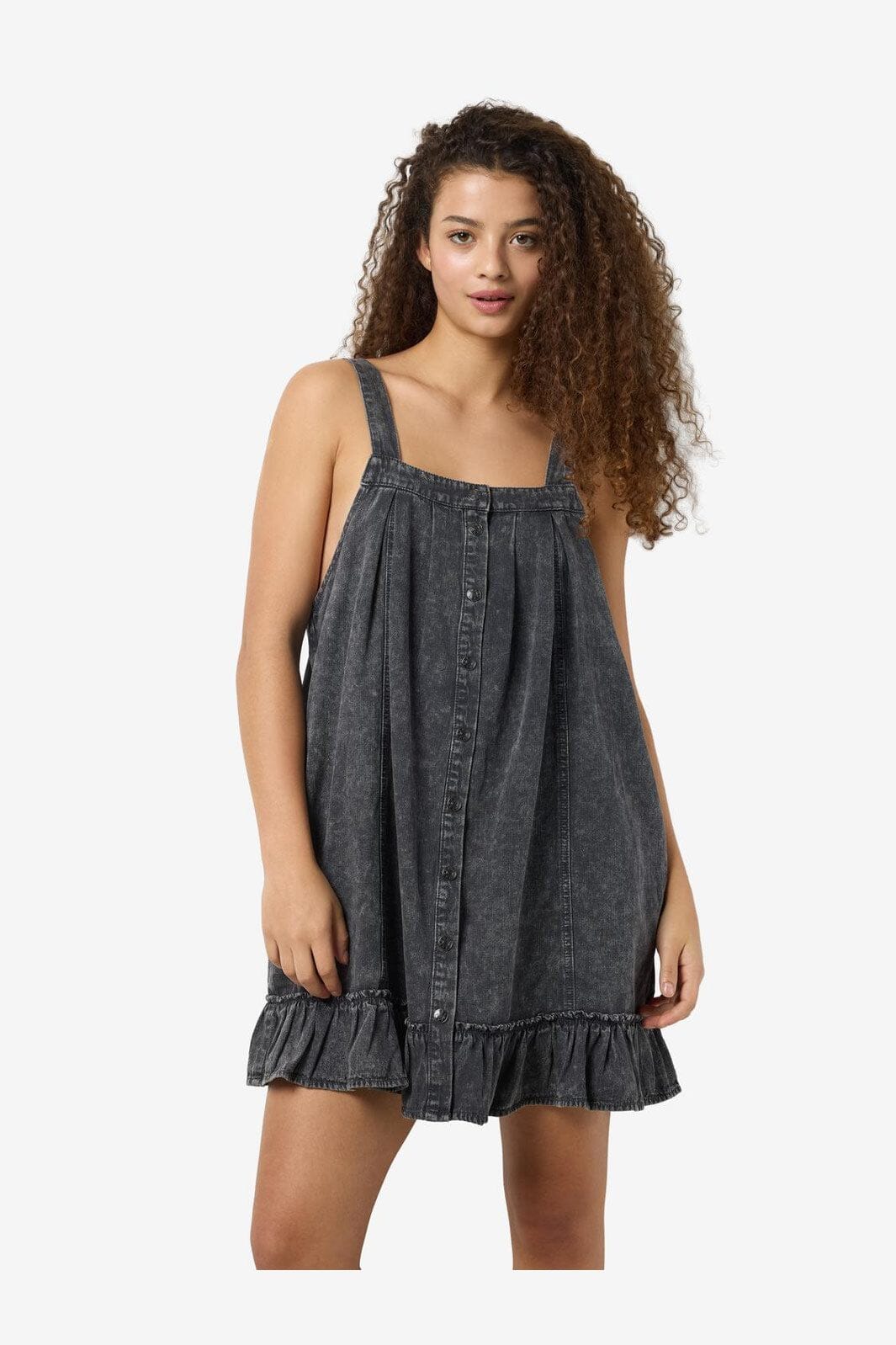 Noisy May - Nmoregon S/L Denim Acid Short Dress Bl - 4754961 Black Washed