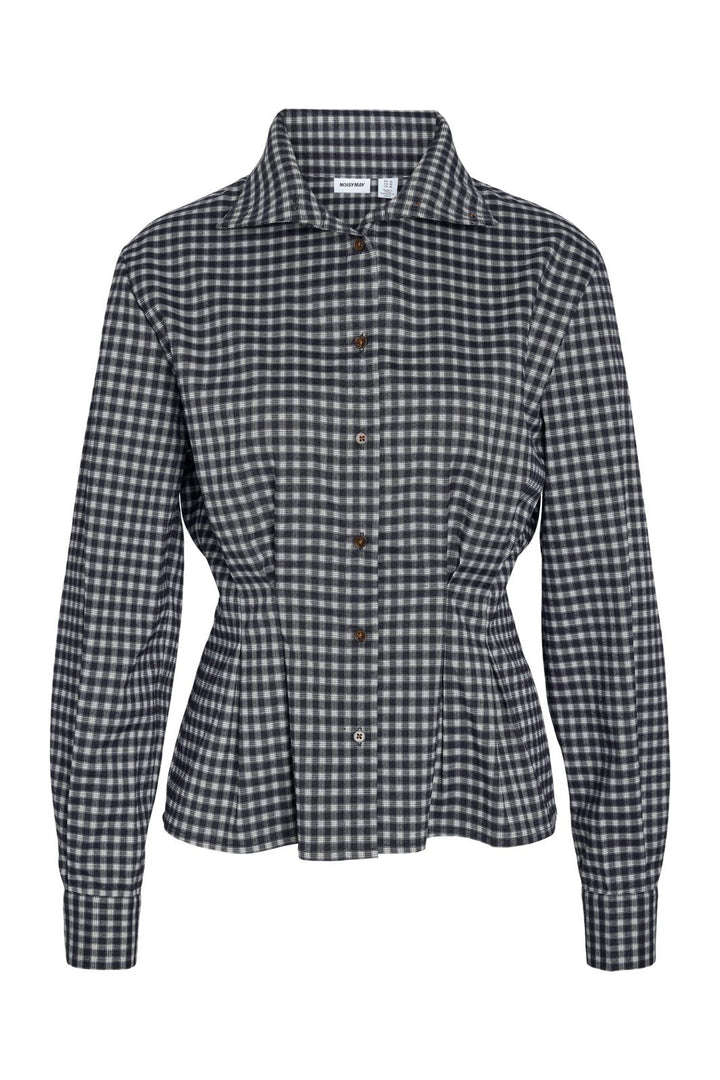 Noisy May - Nmpamila Highneck L/S Detail Shirt - 5224958 Navy Blazer White