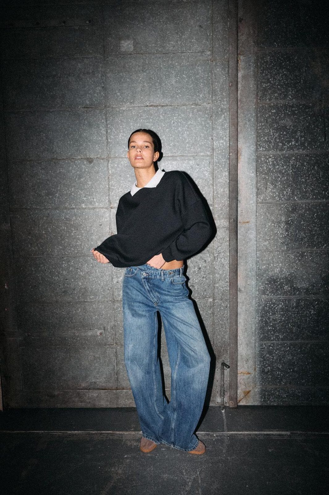 Noisy May - Nmsabine Nw X Over Wide Jeans Fo090Mb - 4920561 Medium Blue Denim