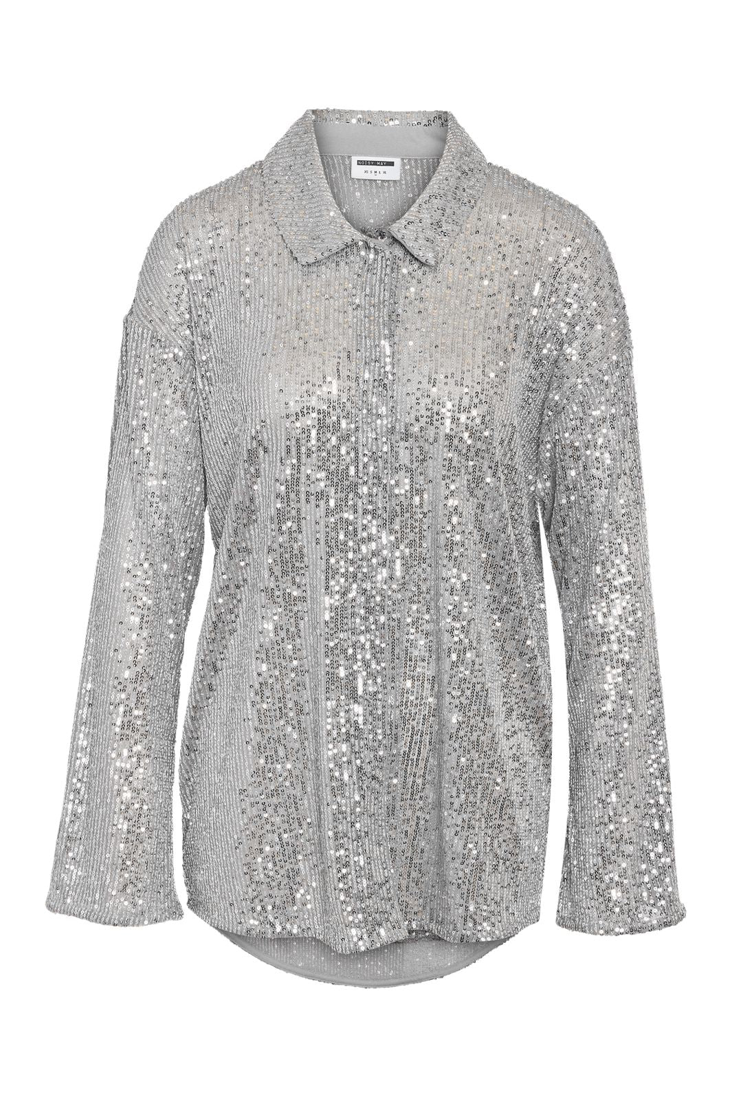 Noisy May - Nmscarlet L/S Sequin Shirt - 4843327 Silver