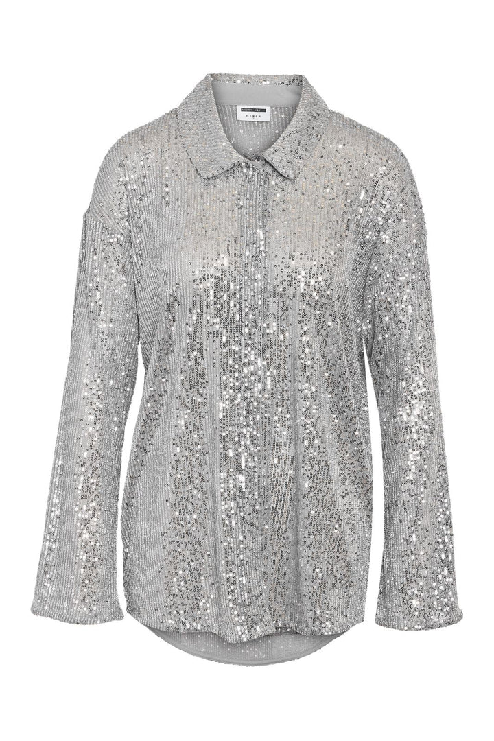 Noisy May - Nmscarlet L/S Sequin Shirt - 4843327 Silver
