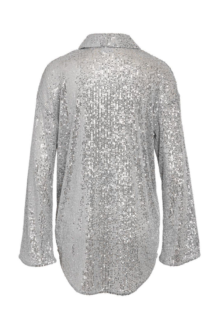 Noisy May - Nmscarlet L/S Sequin Shirt - 4843327 Silver