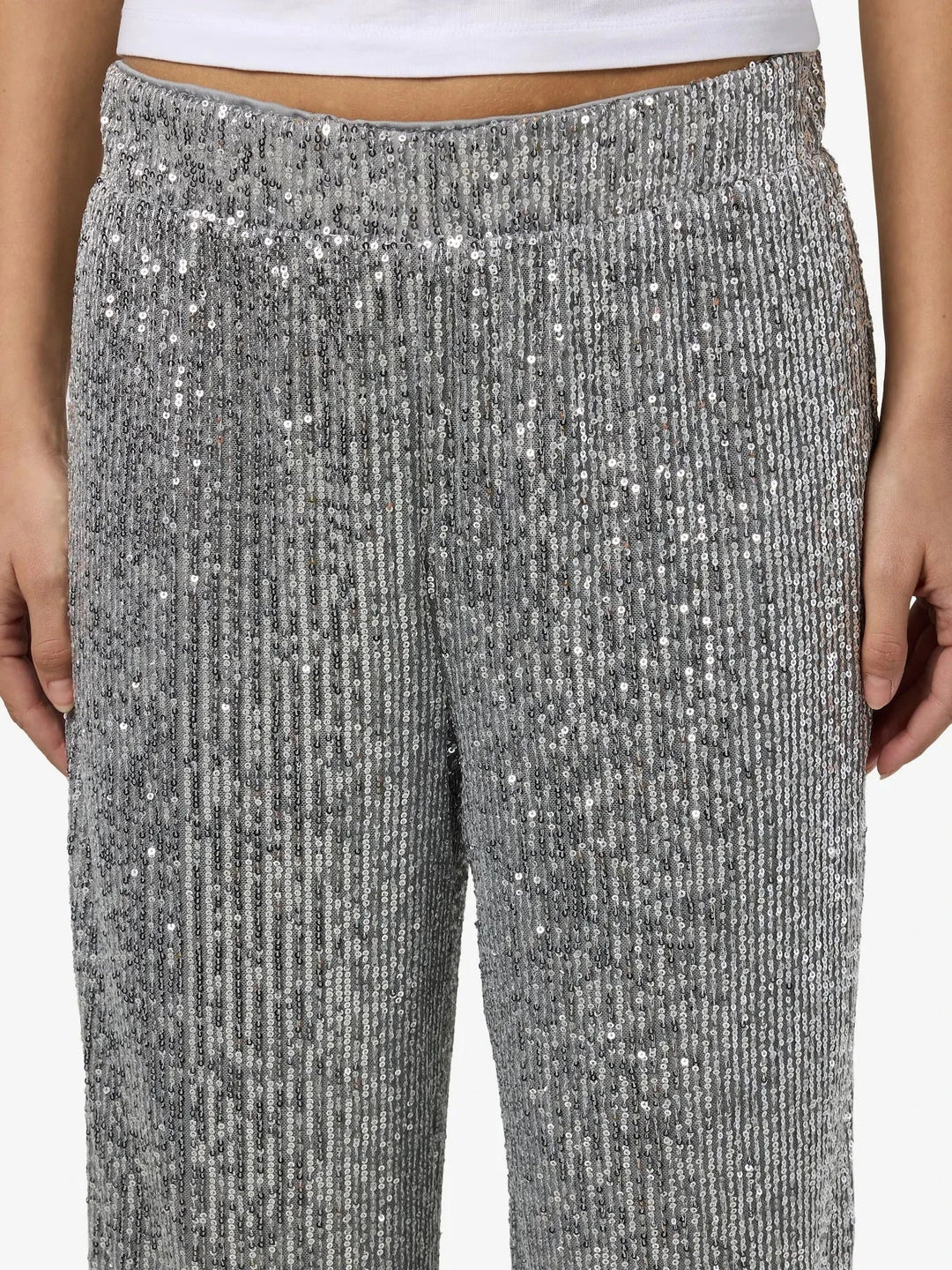 Noisy May - Nmscarlet Sequin Wide Pants - 4843311 Silver Bukser 