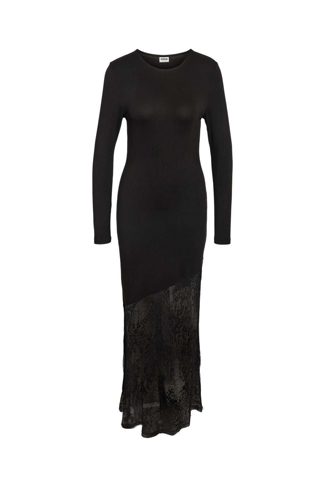 Noisy May - Nmtika L/S Long Assym Lace Insert Dress - 4895665 Black